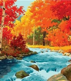 River Flows in Autumn Paint By Numbers