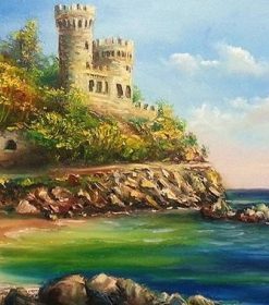 Rocky Castle on Beach Paint By Numbers