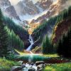 Rocky Mountain Waterfall Paint By Numbers