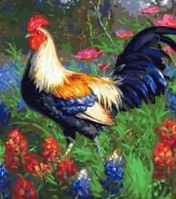 Rooster And Flowers Paint By Numbers