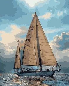 Sailboat Crosses the Sea Paint By Numbers