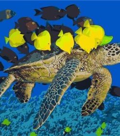 Sea Turtle and Fish Paint By Numbers