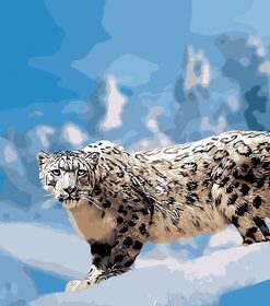 Snow Leopard in Winter Paint By Numbers