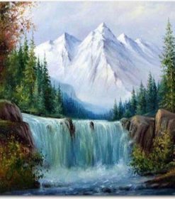 Snow Mountain Waterfall Paint By Numbers