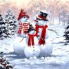 Snowman Family Cartoon Paint By Numbers