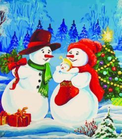 Snowman Family Paint By Numbers