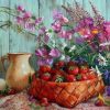 Strawberries Flower Basket Paint By Numbers