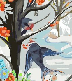 Swallows and Tree Paint By Numbers