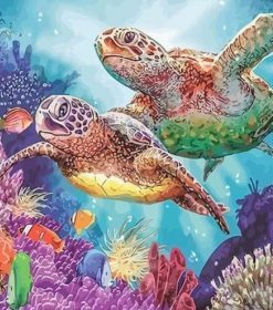 Turtle Family Undersea Paint By Numbers