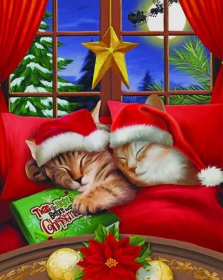 Merry Christmas Kitty paint by numbers