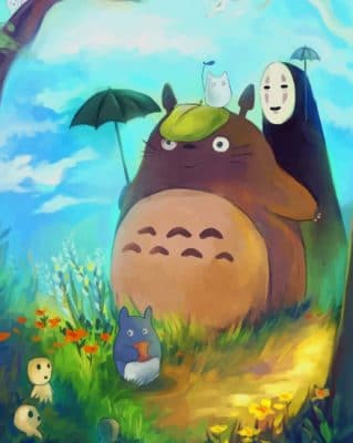 Totoro And No Face paint by numbers Paint by numbers paint by numbers