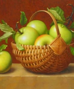 Aesthetic Green Apples In A Basket paint by numbers
