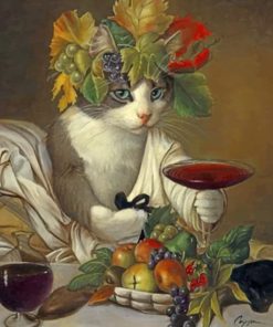 Cat Drinking Wine Paint by numbers