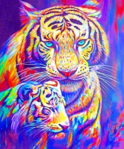 Colorful Siberian Tigers paint by numbers