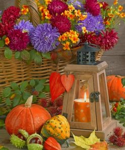 Flowers And Pumpkin paint by numbers