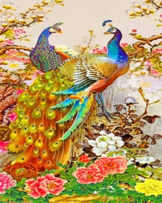 Aesthetic Peacocks Paintt by numbers