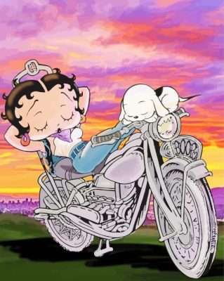 Motocross Betty Boop Painting by numbers