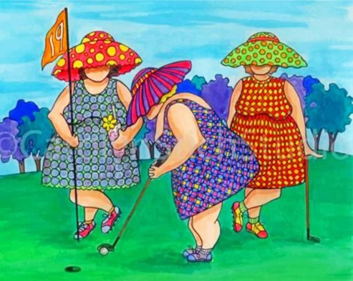 Fat Ladies In Golf Paint by numbers