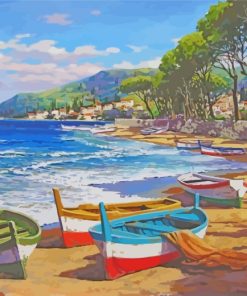 Boats By Beach Paint by numbers