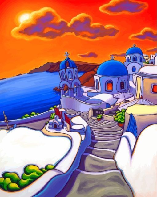 Santorini Island Paint by number