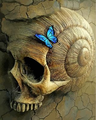 skeleton and blue butterflies-paint-by-numbers