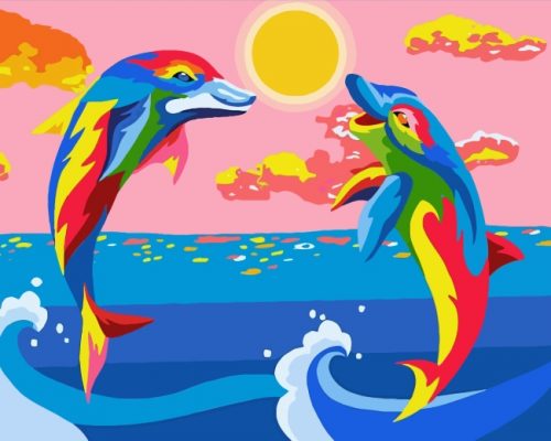 Colorful Dolphins Paint by numbers