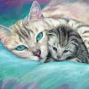 Cute Cat And Kitten Snuggling Paint By Numbers