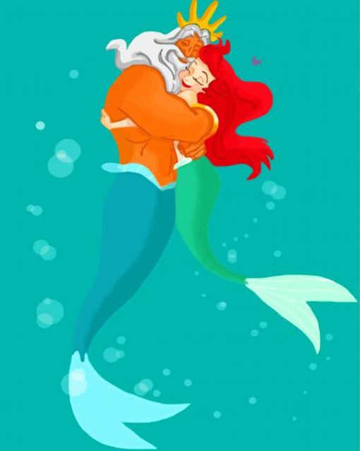 Disney The Little Mermaid With Her Father Paint By Numbers