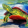 Turtle On A Log Animal Art Paint By Numbers