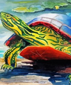 Turtle On A Log Animal Art Paint By Numbers