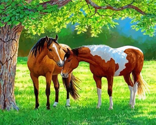 Adorable Couple Horses Art Paint By Numbers