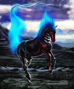 Black Horse In Flames Paint By Numbers
