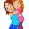 Cartoon Happy Girl Hugging Her Mother Paint By Numbers