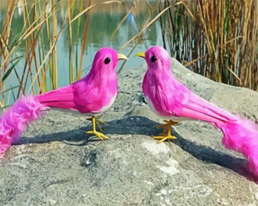 Cute Birds With Pink Paint By Numbers