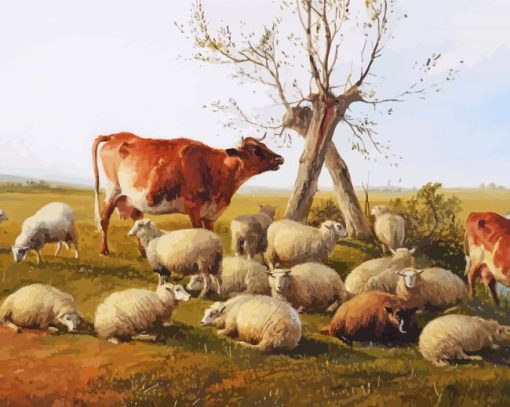 Sheep And Cattle Art Paint By Numbers