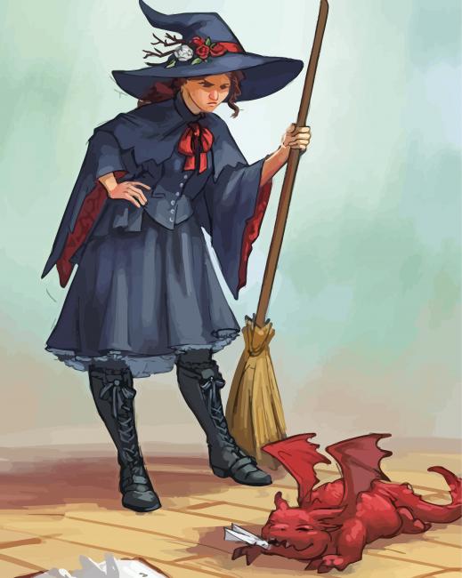 Anime Witch And Dragon Paint By Numbers