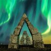 Arctic Henge With Green Aurora Light Paint By Numbers