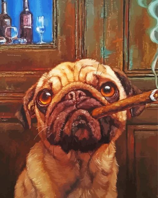 Baby Bulldog Smoking Cigar Paint By Numbers