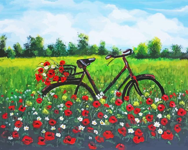 Bike In Field Paint By Numbers