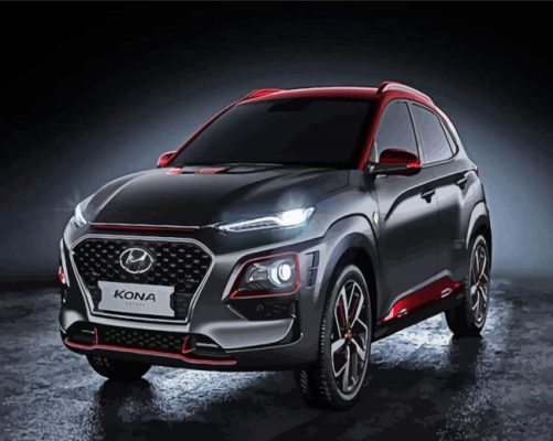 Black And Red Hyundai Kona Paint By Numbers