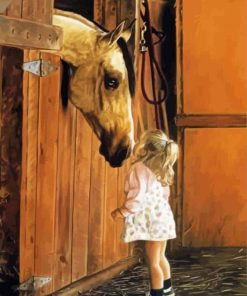 Blonde Little Girl And Horse Paint By Numbers