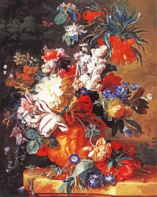 Bouquet Of Flowers In An Urn Van Huysum Paint By Numbers