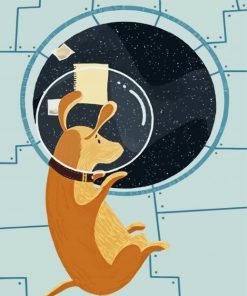 Cartoon Astronaut Dog In Space Paint By Numbers