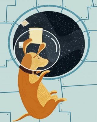 Cartoon Astronaut Dog In Space Paint By Numbers