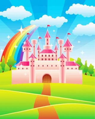 Cartoon Rainbow Castle Paint By Numbers