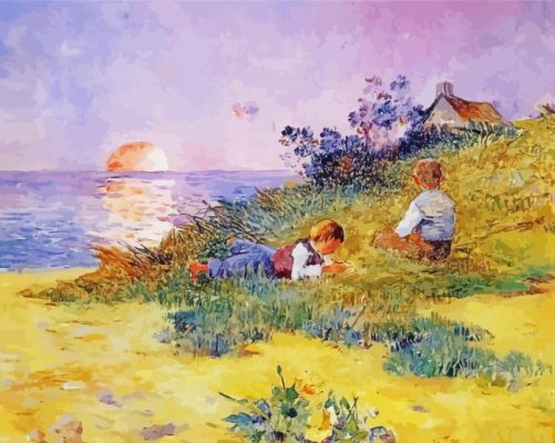 Children On A Dune By Ferdinand Du Puigaudeau Paint By Numbers