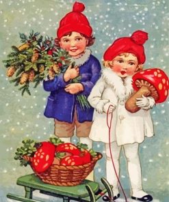 Christmas Vintage Children Paint By Numbers