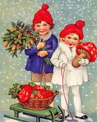 Christmas Vintage Children Paint By Numbers