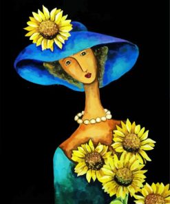 Classy Lady With Sunflowers Paint By Numbers