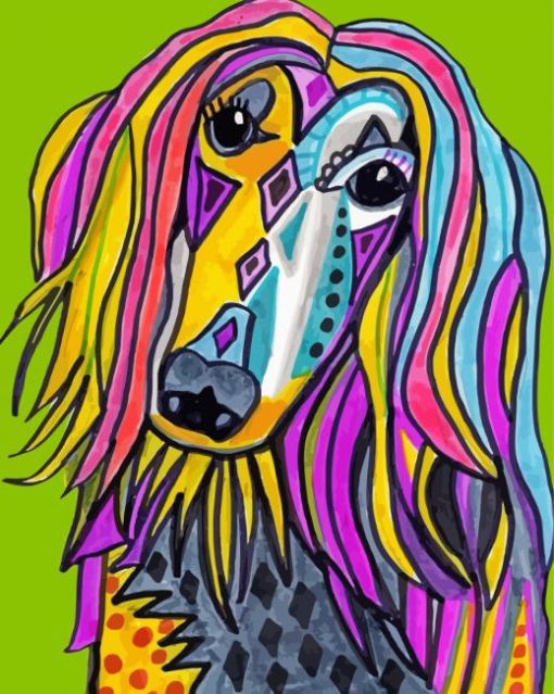 Colorful Afghan Hound Paint By Numbers